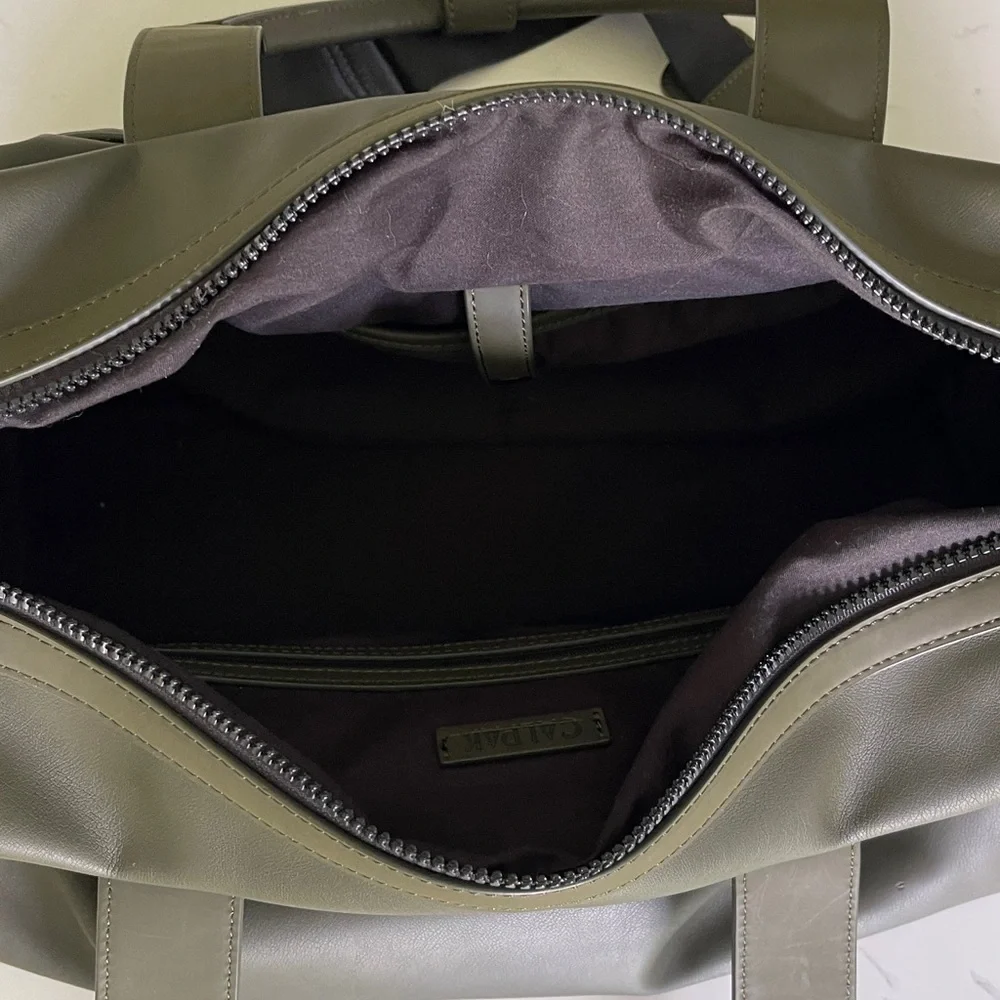 Calpak Olive Green Duffel Weekender Bag with Black Strap